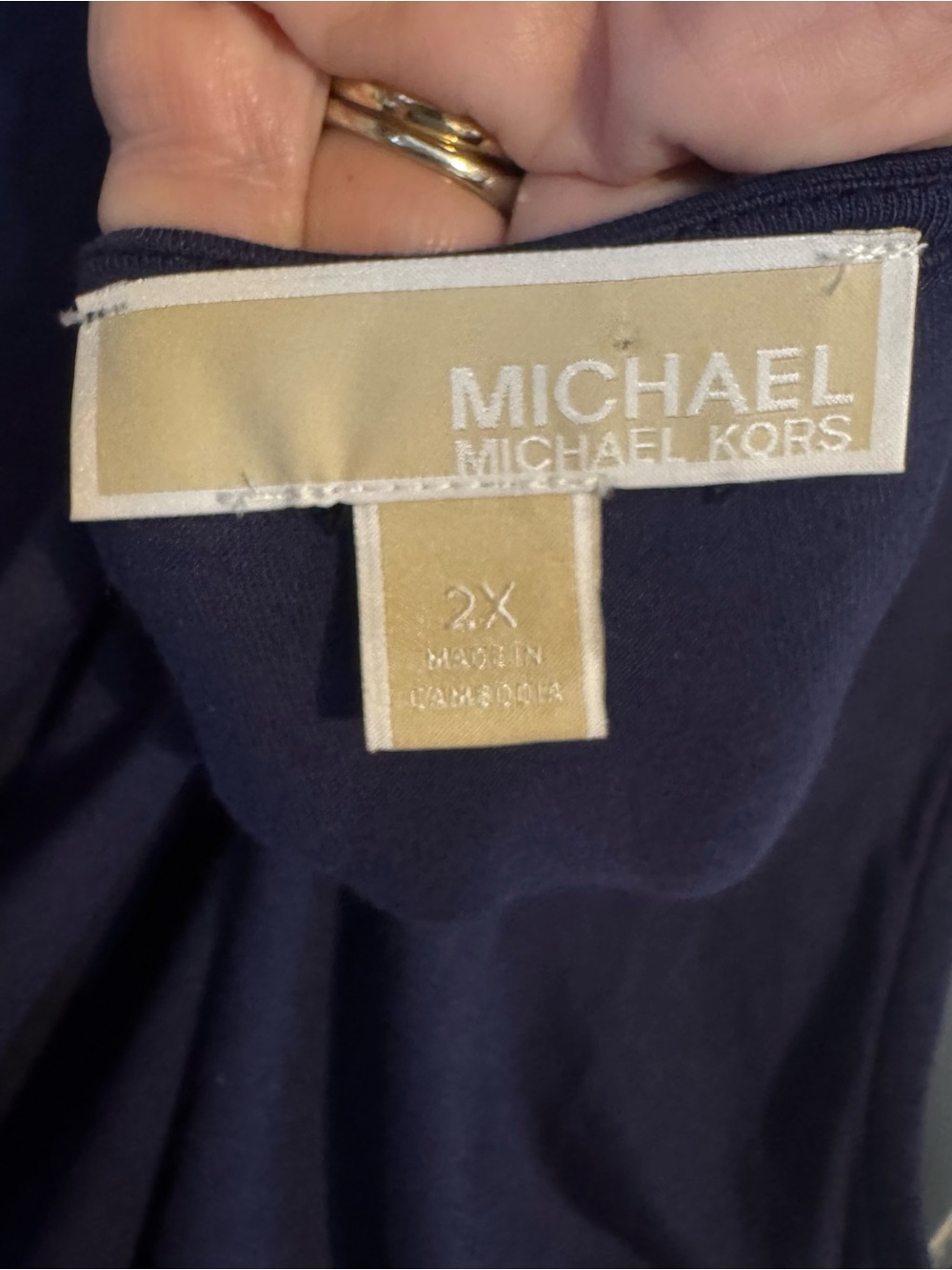 MICHAEL KORS Navy Layered Flowy V-Neck Sleeveless Tank/Shell PLUS: 2X #1 - Picture 7 of 7
